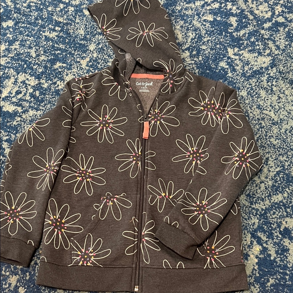Cat & Jack Charcoal Hoodie with Floral Print